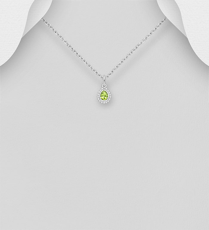 925 Sterling Silver Pendant, Decorated with Peridot