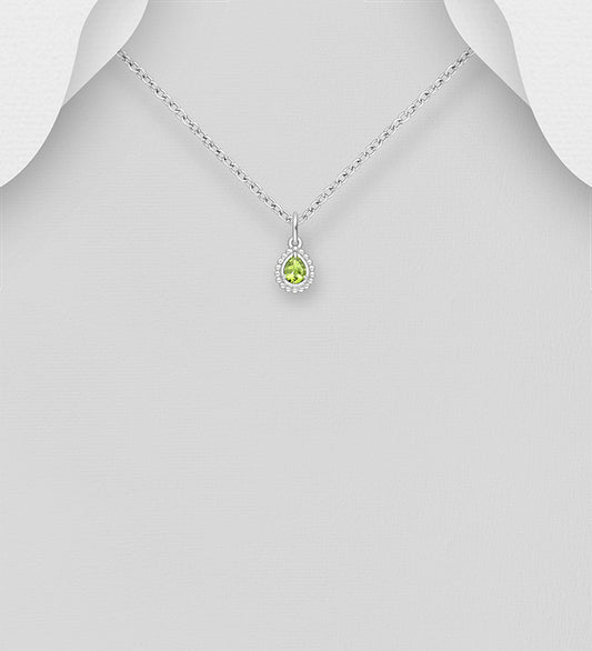 925 Sterling Silver Pendant, Decorated with Peridot