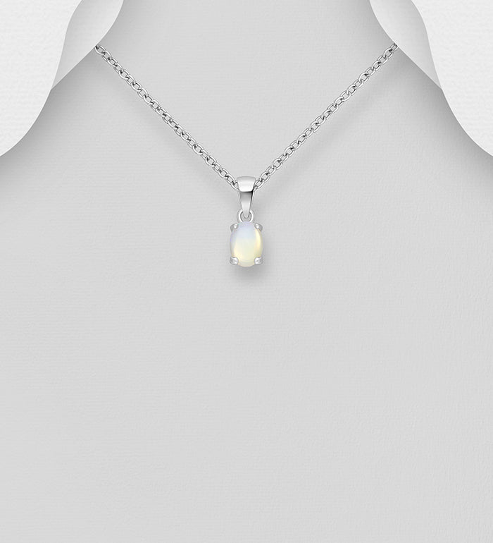 925 Sterling Silver Solitaire Pendant Decorated with Ethiopian Opal
