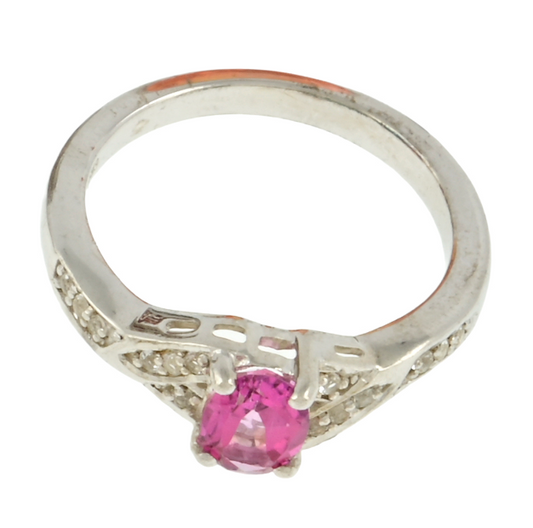 Garnet Gemstone Pink Sapphire And Diamond Ring