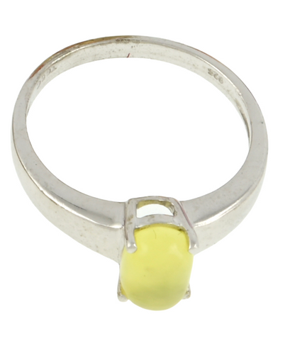 Sterling Silver Lemon Opal Ring in a Smooth Solitaire Setting