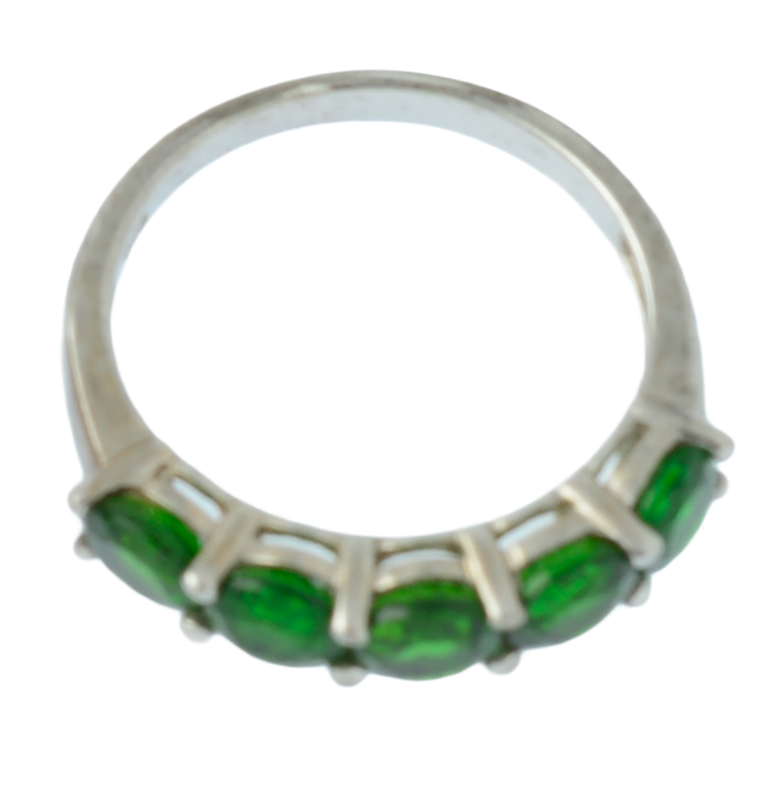 925 Sterling Silver Natural Chrome Diopside Half Eternity Ring