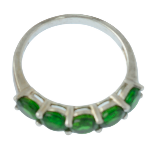 925 Sterling Silver Natural Chrome Diopside Half Eternity Ring