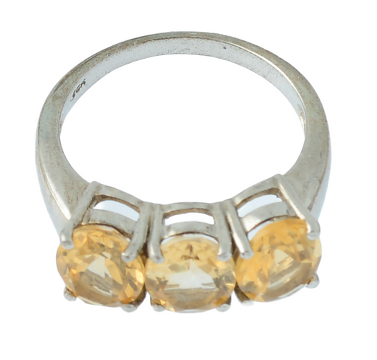 925 Sterling Silver Citrine Trilogy Ring