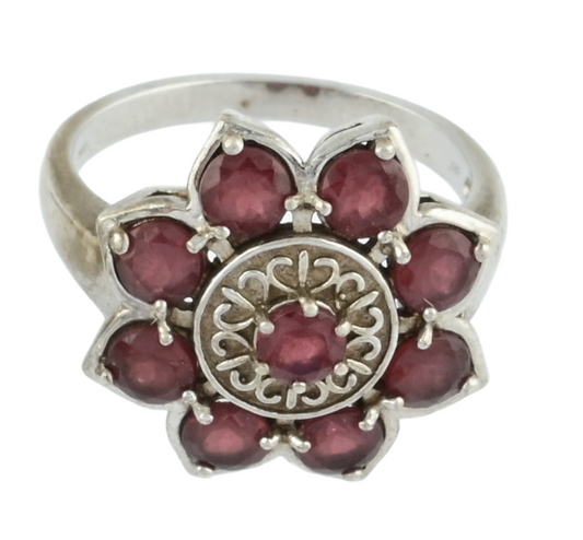 Garnet Gemstone Floral Styled Ring