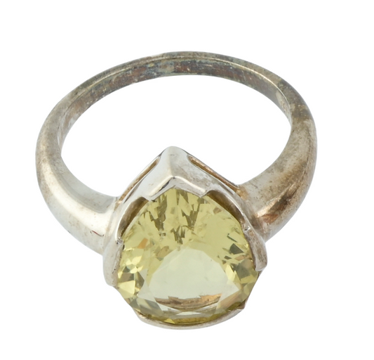 Sterling Silver Peridot Teardrop Ring