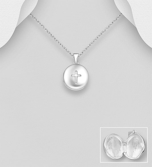 925 Sterling Silver Cross Locket Pendant