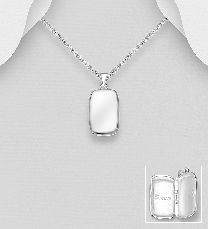 925 Sterling Silver "Dream" Engravable Locket Pendant