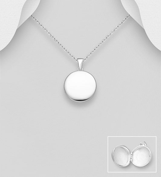 925 Sterling Silver Engravable Locket Pendant