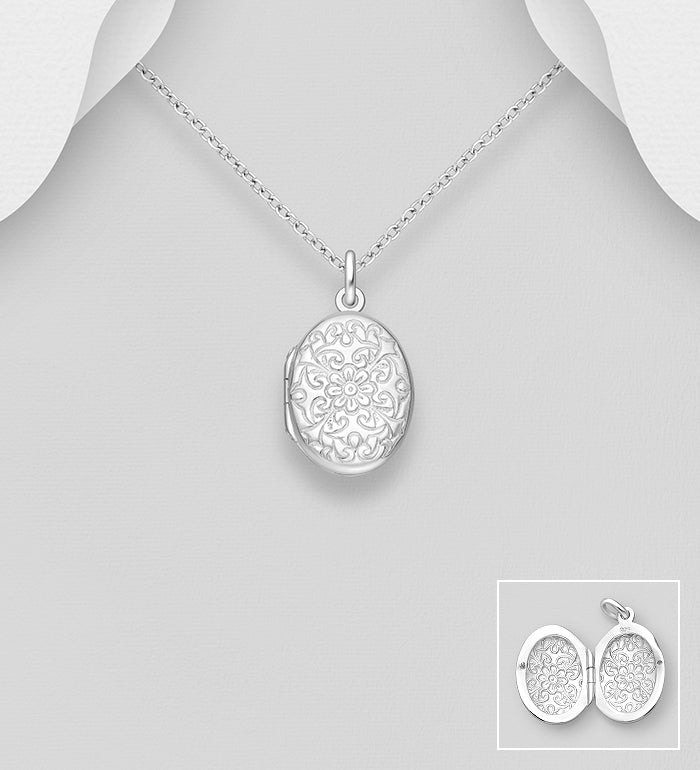 925 Sterling Silver Flower Locket Pendant