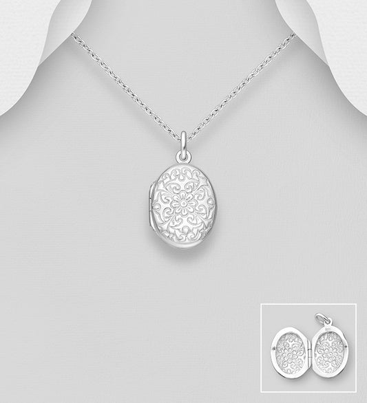 925 Sterling Silver Flower Locket Pendant