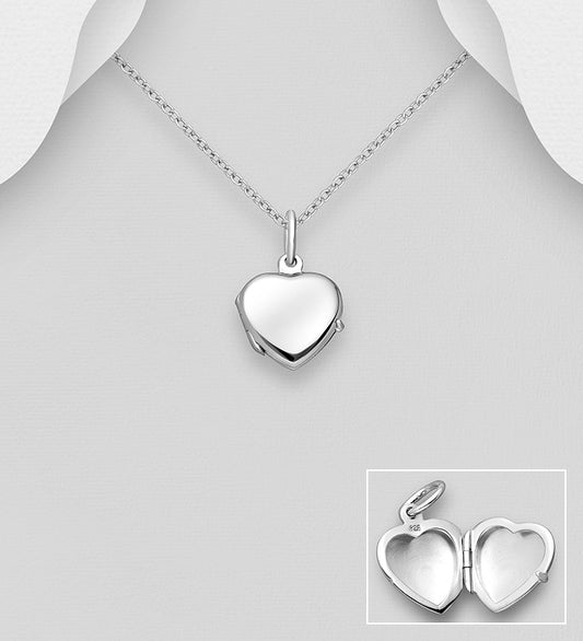 925 Sterling Silver Heart Locket Pendant