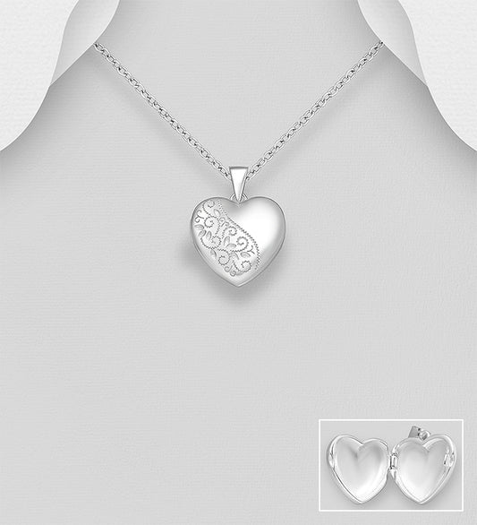 925 Sterling Silver Heart Locket Pendant