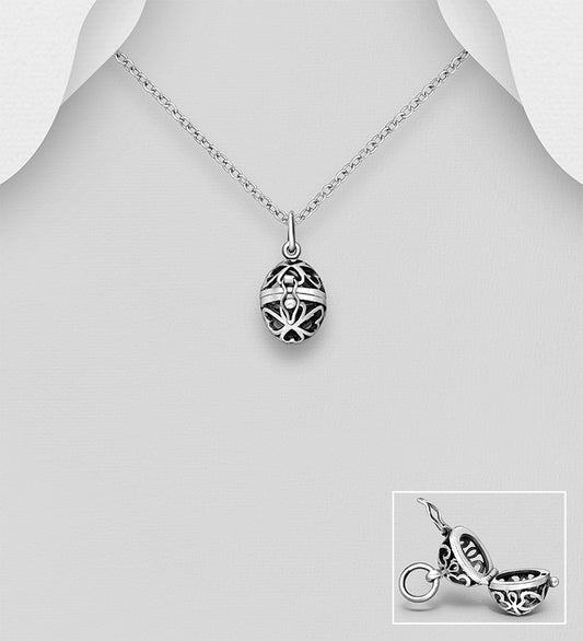 925 Sterling Silver Oxidized Heart Locket Pendant