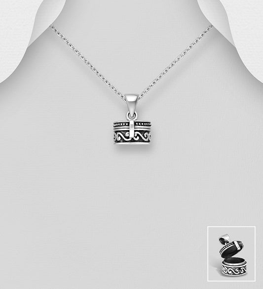 925 Sterling Silver Oxidized Locket Locket Pendant