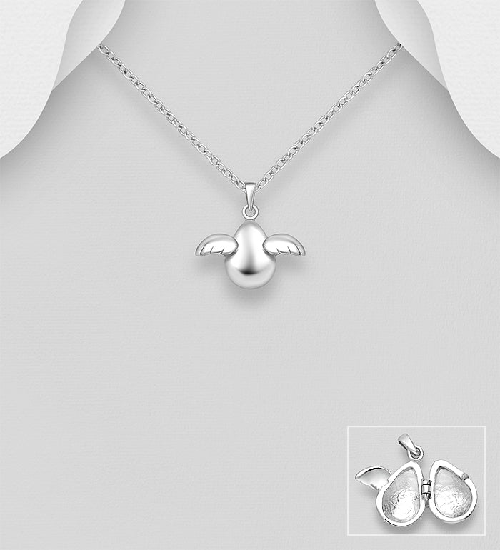 925 Sterling Silver Wings Locket Pendant