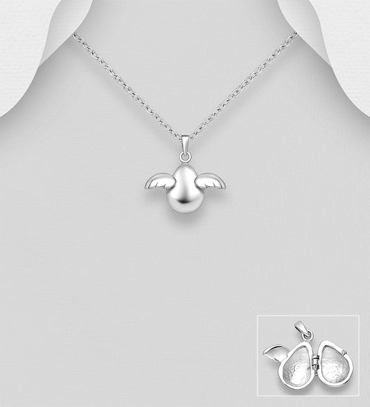 925 Sterling Silver Wings Locket Pendant