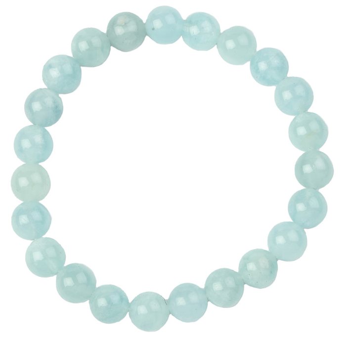 Handmade Genuine Aquamarine Beaded Bracelet - 8mm