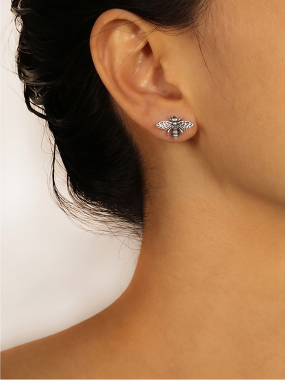 Handcrafted 925 Sterling Silver Bee Earrings