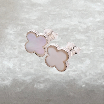 925 Sterling Silver Mother of Pearl Clover Earrings