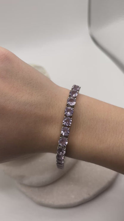 925 Sterling Silver Amethyst Bracelet - Genuine Gemstone Jewellery