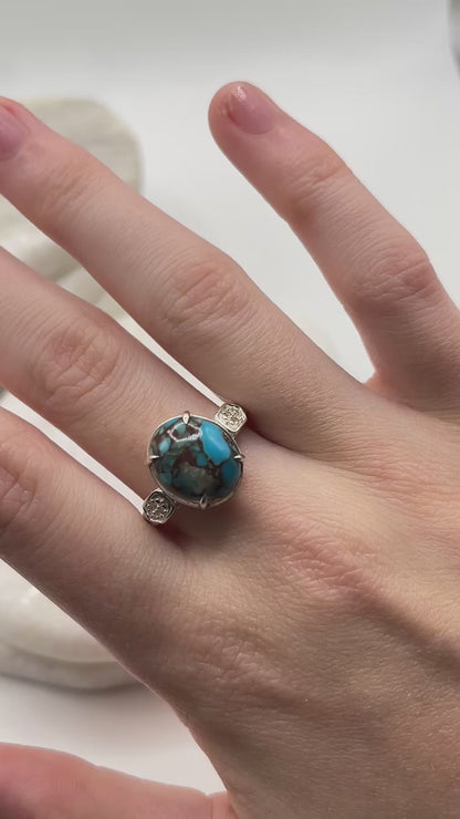 925 Sterling Silver Egyptian Turquoise Ring Size L or O