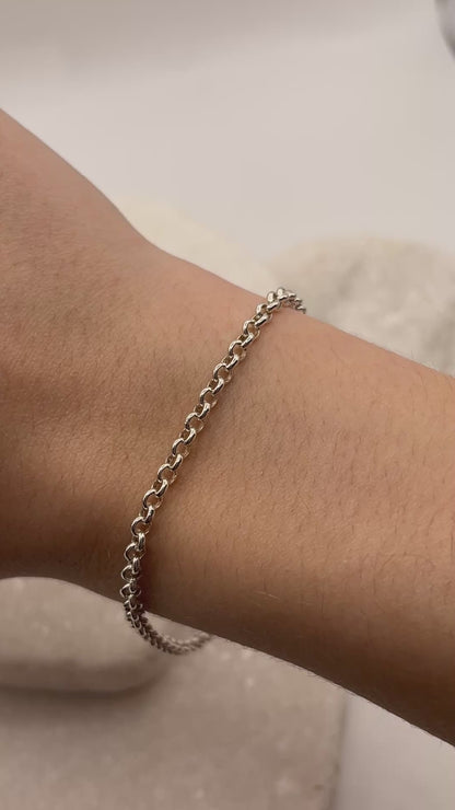 925 Sterling Silver Simple Chain Bracelet – 3mm, Handmade in the UK
