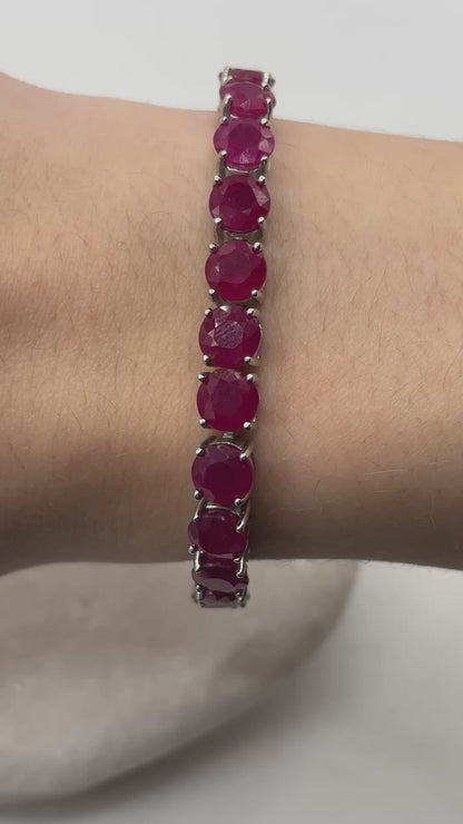 925 Sterling Silver Ruby Bracelet – Genuine Gemstone Jewellery
