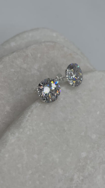 Handcrafted 10mm CZ 4 Claw Pressed Stud Earrings
