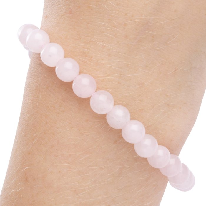 Handmade Genuine Rose Quartz Beaded Bracelet - 6mm