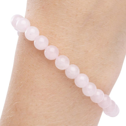 Handmade Genuine Rose Quartz Beaded Bracelet - 6mm