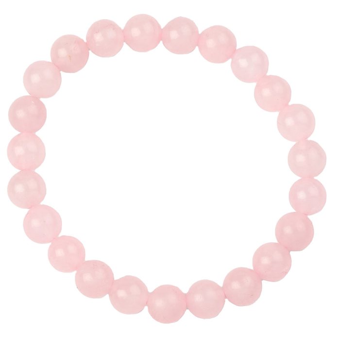 Handmade Genuine Rose Quartz Beaded Bracelet - 8mm