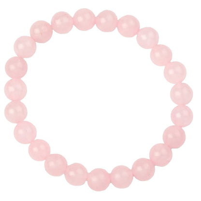 Handmade Genuine Rose Quartz Beaded Bracelet - 8mm