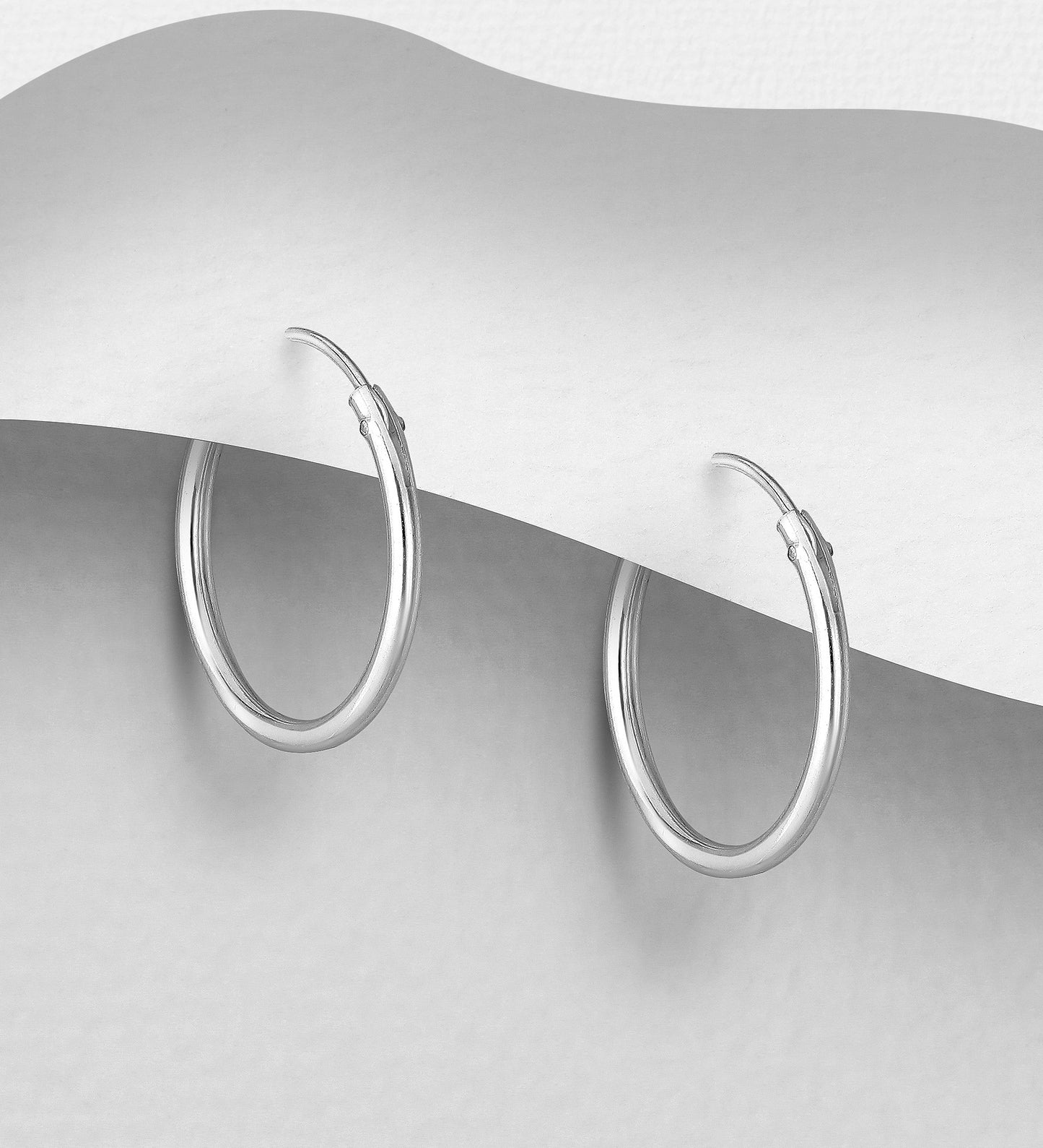 925 Sterling Silver Huggies Hoops 14mm